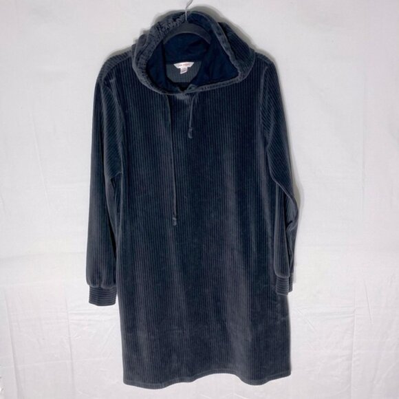 Joe Fresh Dark Grey Corduroy Cozy Oversized Hoodie Dress Tunic L - Picture 1 of 15